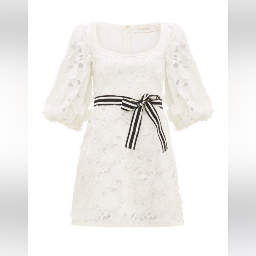 Zimmermann Belted Floral Lace Mini Dress